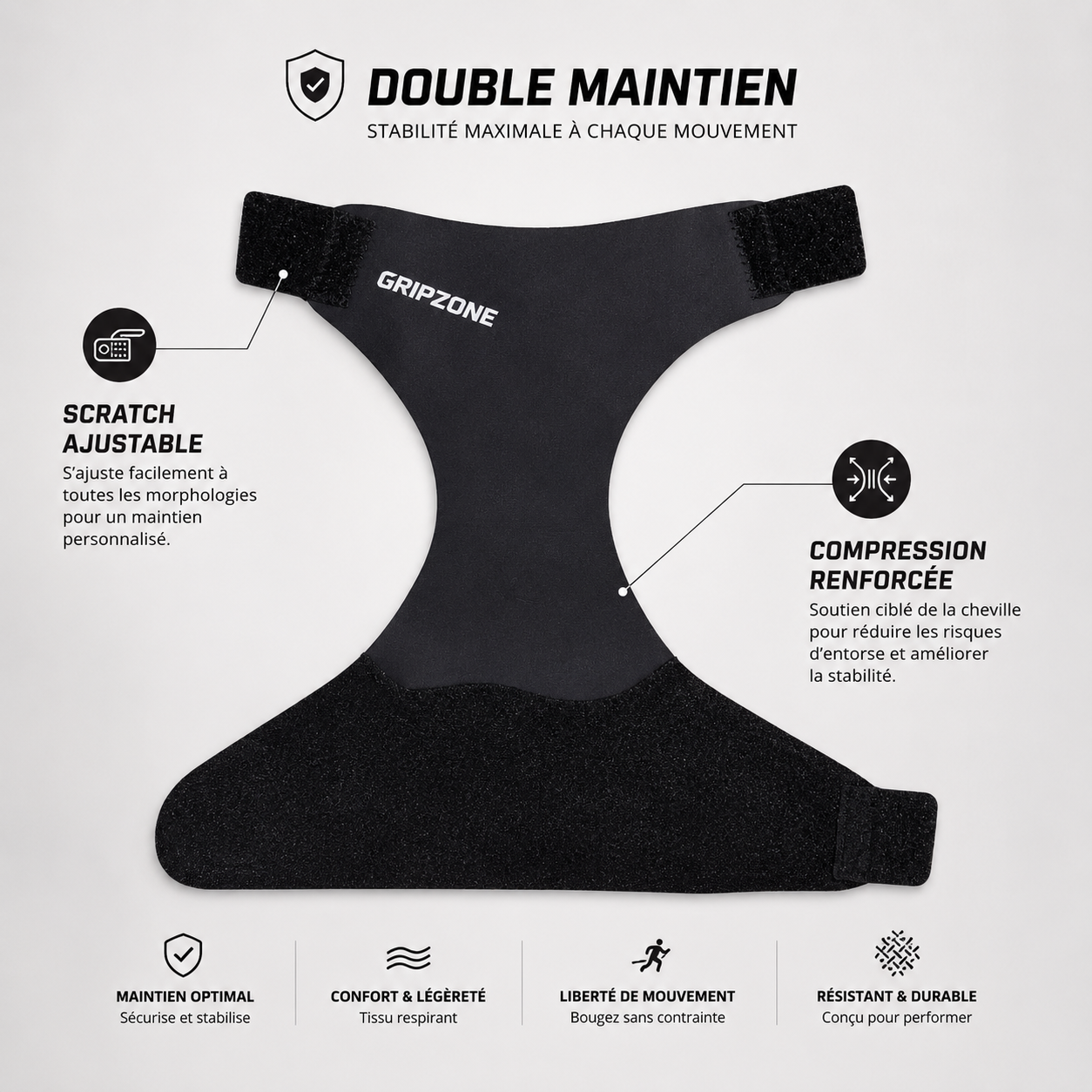GRIPZONE LOCK | Bande de Maintien Sportive (Cheville)